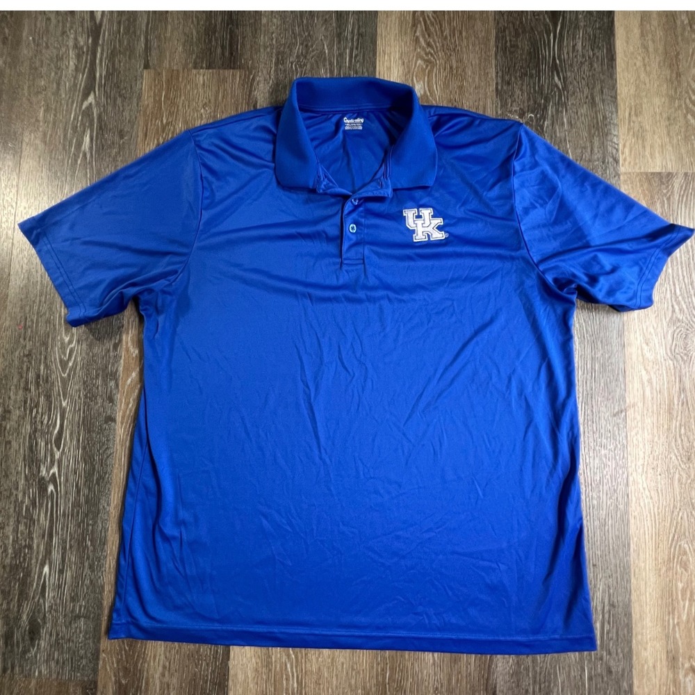 Captivating Polo Shirt Mens 2XL Blue Kentucky Wildcats UK Logo Short Sleeve